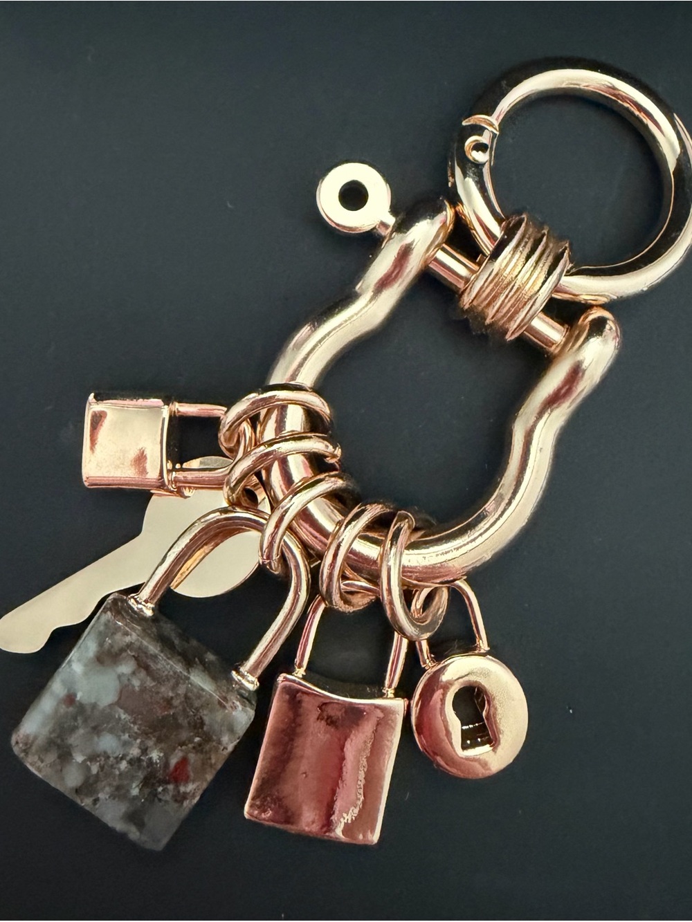 Anthropologie Metal Lock Cluster Bag Charm